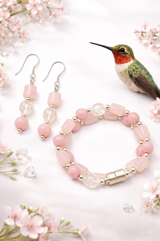 Dabīgo pērļu rotu komplekts "Japāņu dārza rota"